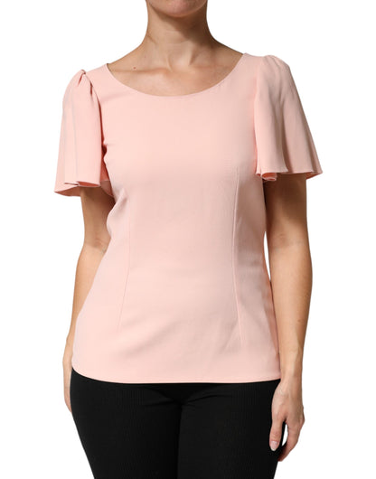 Dolce & Gabbana Women's Short-Sleeve Round Neck Acetate Elastane & Viscose Blouse - Pink