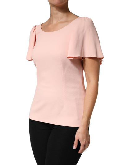 Dolce & Gabbana Women's Short-Sleeve Round Neck Acetate Elastane & Viscose Blouse - Pink