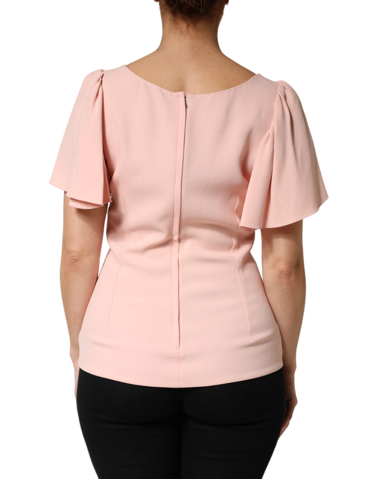 Dolce & Gabbana Women's Short-Sleeve Round Neck Acetate Elastane & Viscose Blouse - Pink