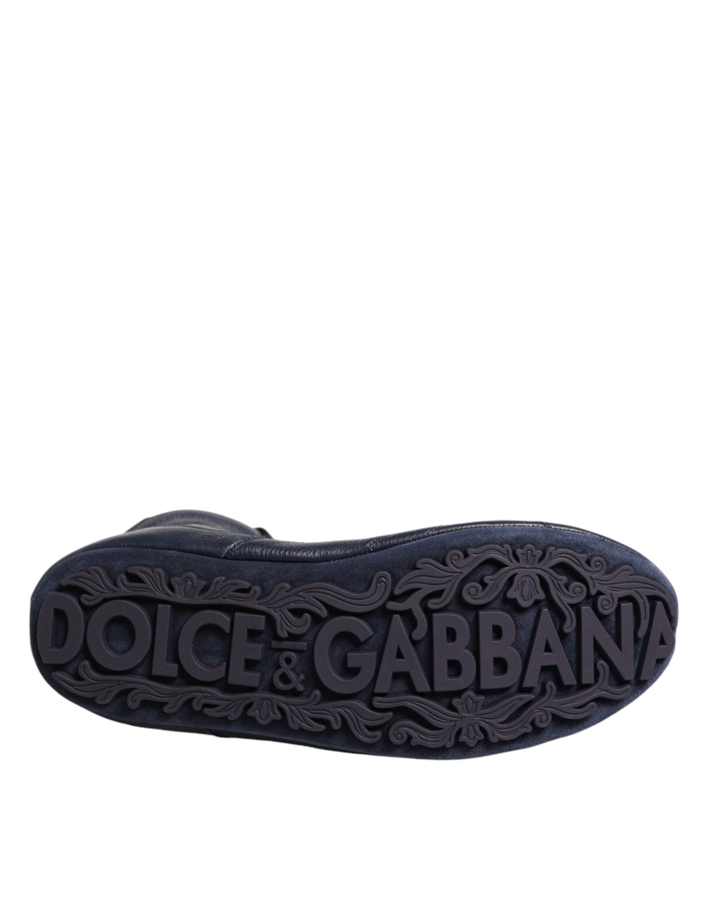 Dolce & Gabbana Dark Blue Deer Leather Mid Calf Boots Shoes