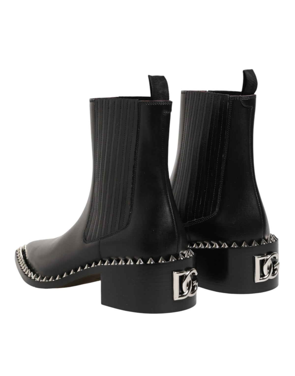 Dolce & Gabbana Men's Polyester Silk Viscose Calf & Goat Leather Ankle Chelsea Short Boots - Black