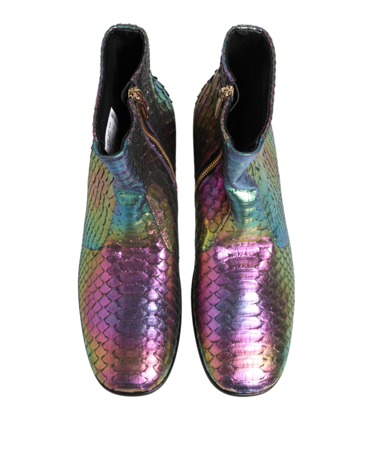 Dolce & Gabbana Men's Calf & Python Leather Silk Viscose Ankle Chelsea Short Boots - Multicolor