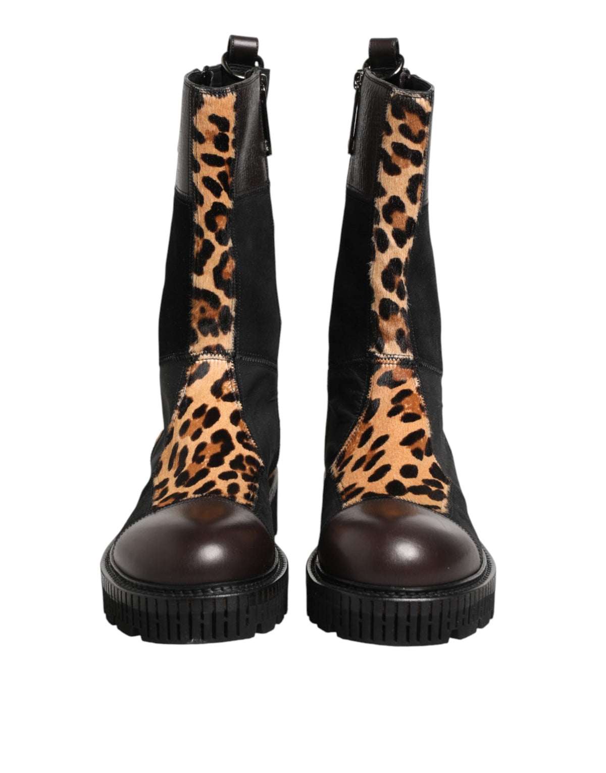 Dolce & Gabbana Men's Calf & Crocodile Skin Leather Flat Mid-Calf Short Boots - Multicolor
