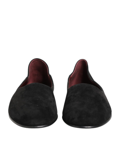 Dolce & Gabbana Black Leather Suede Slip On Loafers Dress Shoes