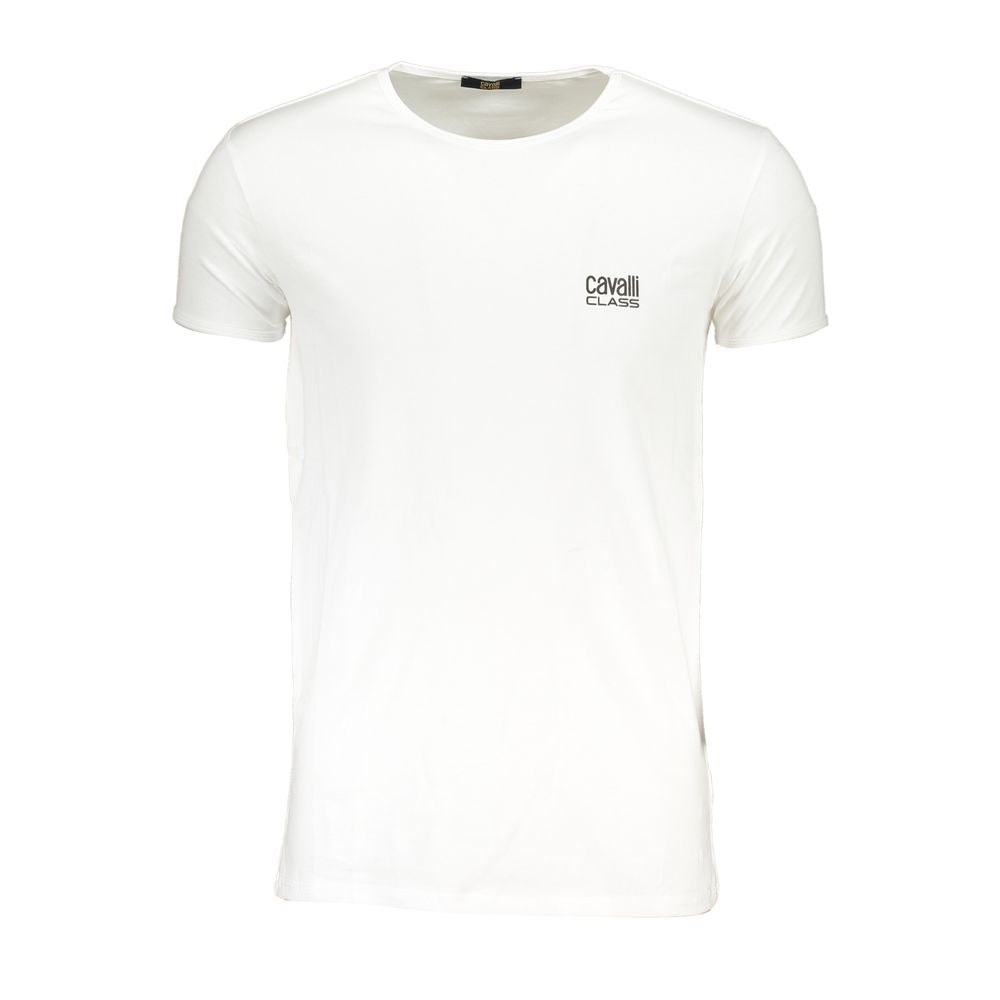 Cavalli Class Men's Stretch Cotton T-Shirt - White Print