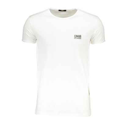 Cavalli Class Men's Stretch Cotton T-Shirt - White Print