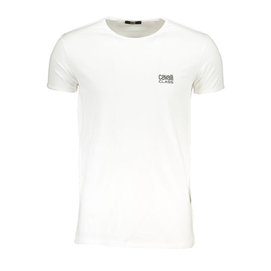 Cavalli Class Men's Stretch Cotton T-Shirt - White Print