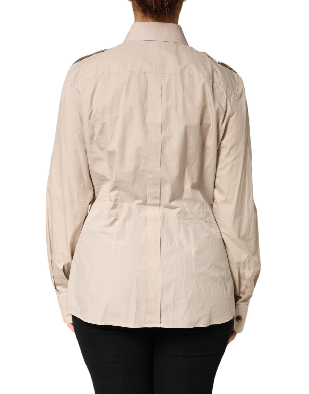 Dolce & Gabbana Crisp Women's Long-Sleeve Cotton Dress Shirt - Beige Brown