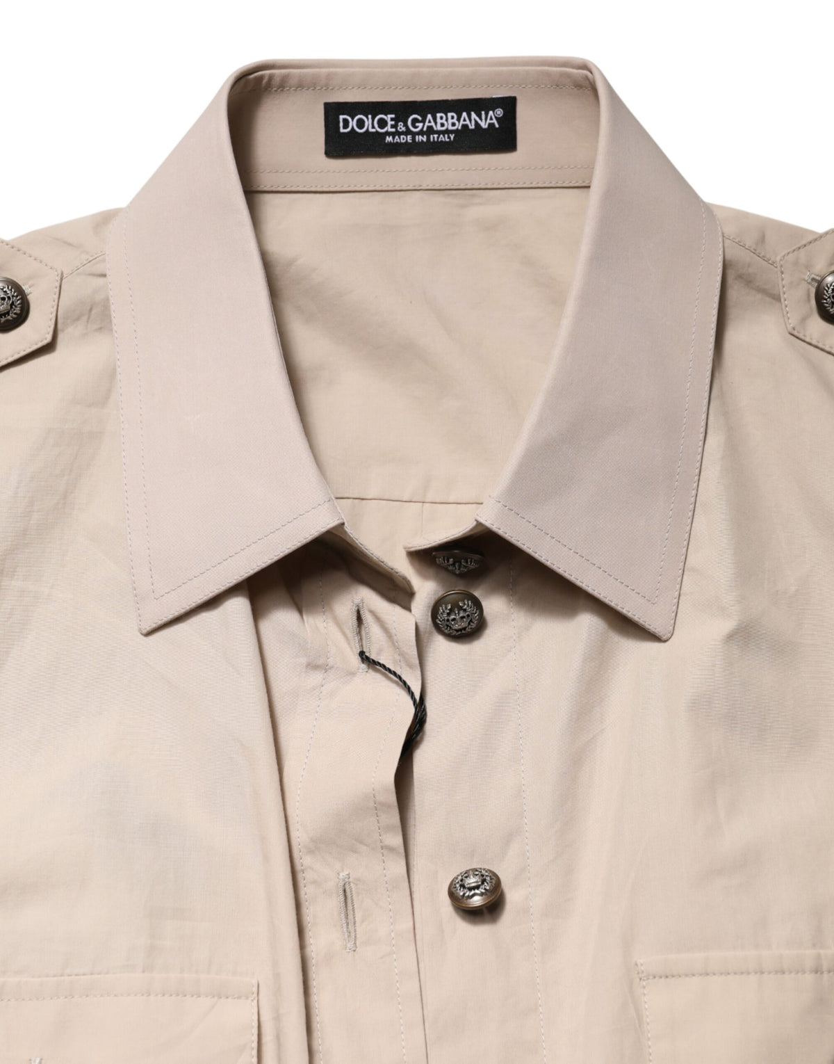Dolce & Gabbana Crisp Women's Long-Sleeve Cotton Dress Shirt - Beige Brown
