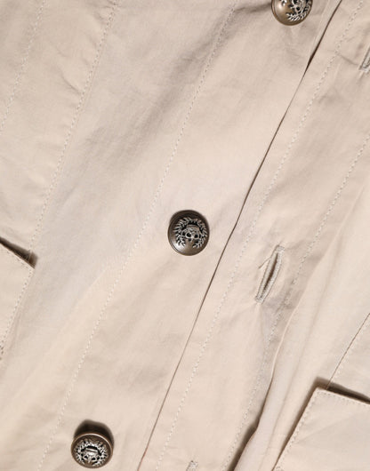 Dolce & Gabbana Crisp Women's Long-Sleeve Cotton Dress Shirt - Beige Brown
