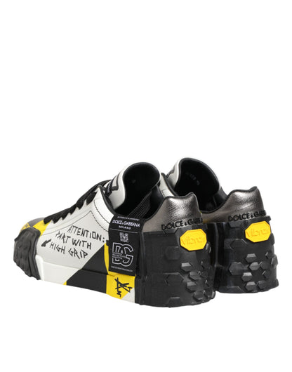 Dolce & Gabbana Multicolor Leather Graffiti Low Top Sneakers Shoes