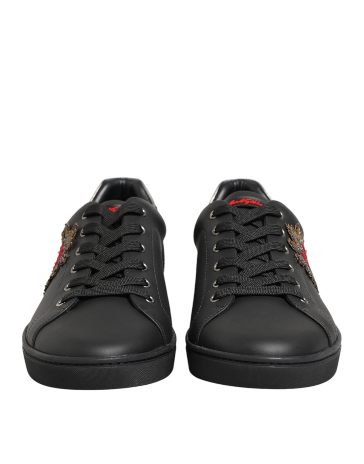 Dolce & Gabbana Heart Men's Low Top Calf & Goat Leather Sneakers - Black