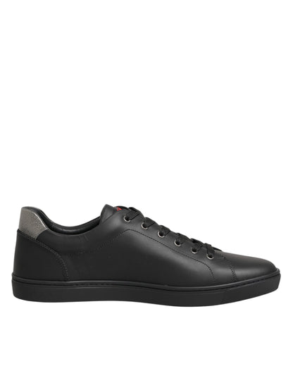 Dolce & Gabbana Heart Men's Low Top Calf & Goat Leather Sneakers - Black