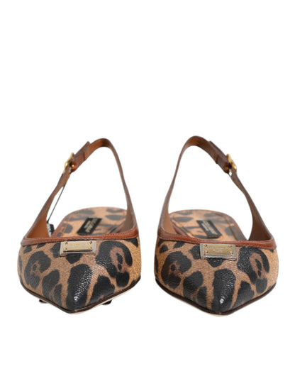 Dolce & Gabbana Women's Polyester Polyurethane Goat & Calf Leather Cotton Flat Slingback Sandals - Brown