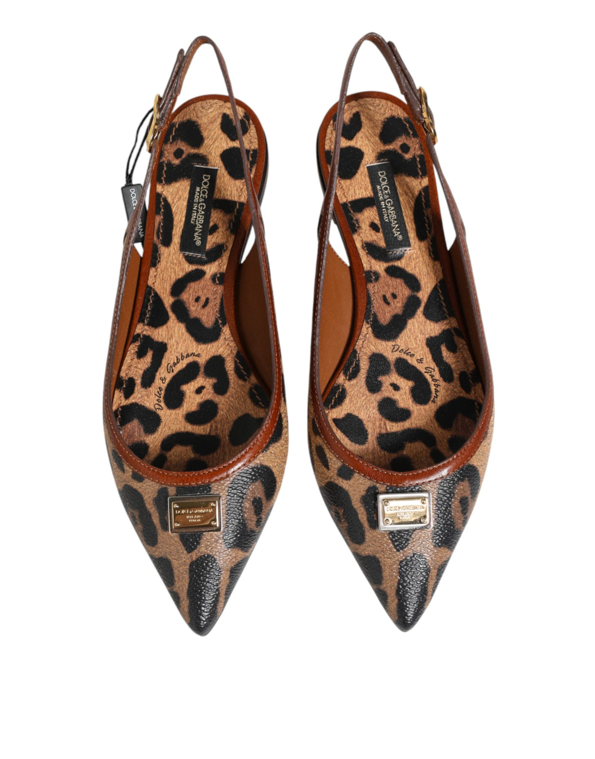 Dolce & Gabbana Women's Polyester Polyurethane Goat & Calf Leather Cotton Flat Slingback Sandals - Brown