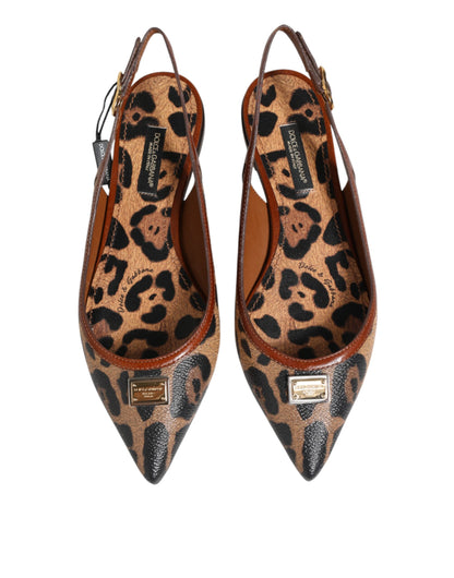 Dolce & Gabbana Women's Polyester Polyurethane Goat & Calf Leather Cotton Flat Slingback Sandals - Brown