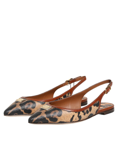 Dolce & Gabbana Women's Polyester Polyurethane Goat & Calf Leather Cotton Flat Slingback Sandals - Brown