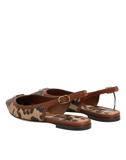 Dolce & Gabbana Women's Polyester Polyurethane Goat & Calf Leather Cotton Flat Slingback Sandals - Brown