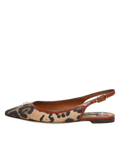 Dolce & Gabbana Women's Polyester Polyurethane Goat & Calf Leather Cotton Flat Slingback Sandals - Brown