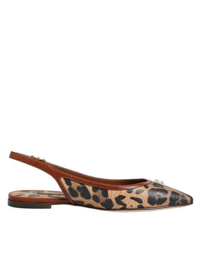 Dolce & Gabbana Women's Polyester Polyurethane Goat & Calf Leather Cotton Flat Slingback Sandals - Brown