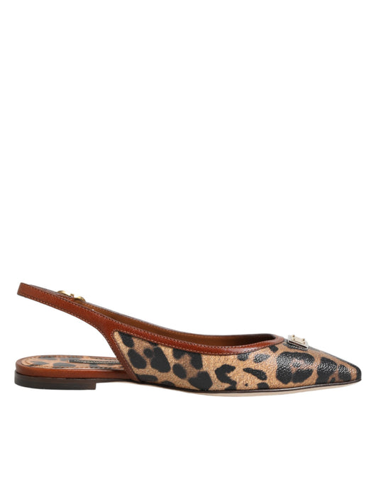 Dolce & Gabbana Women's Polyester Polyurethane Goat & Calf Leather Cotton Flat Slingback Sandals - Brown