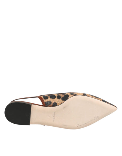 Dolce & Gabbana Women's Polyester Polyurethane Goat & Calf Leather Cotton Flat Slingback Sandals - Brown