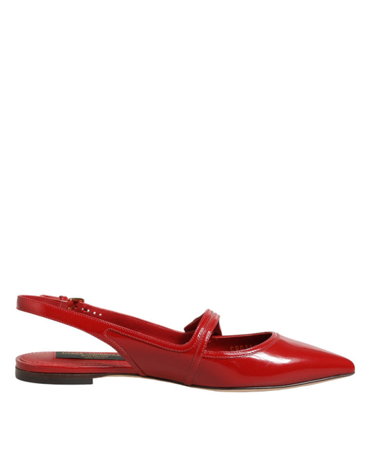 Dolce & Gabbana Women's Goat & Calf Leather Flat Slingback Sandals - Red