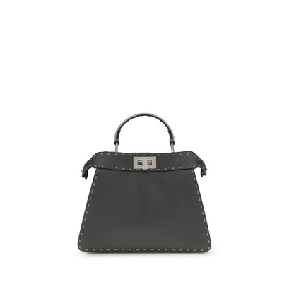 Fendi Gray Leather Shoulder Bag