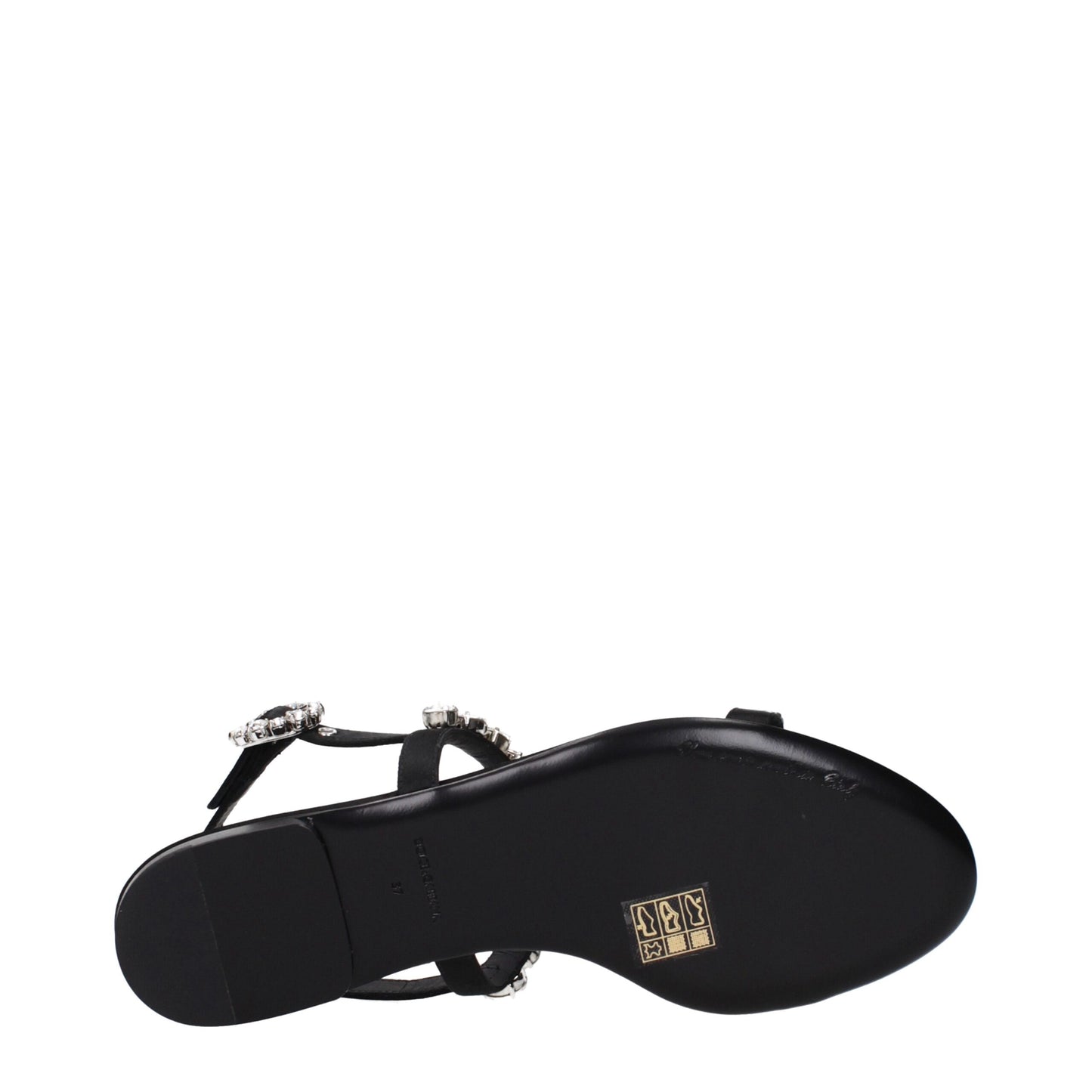 Flat Sandals by Dolce & Gabbana for women in satin & rhinestone black showcases a sculptural silhouette as Women's Satin & Rhinestone Flat Sandals, defined by a sculptural flat and sculptural for a sculptural look.