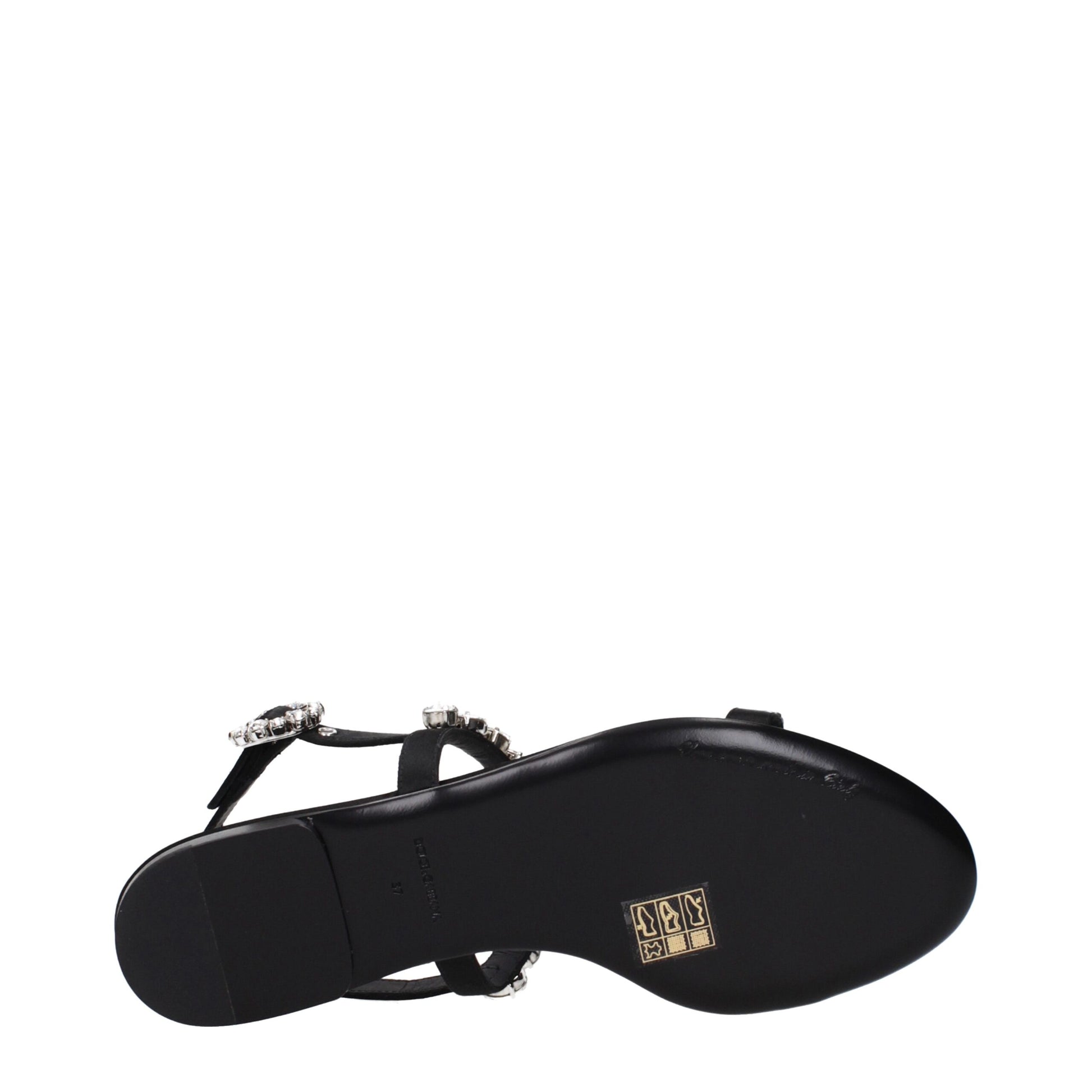 Flat Sandals by Dolce & Gabbana for women in satin & rhinestone black showcases a sculptural silhouette as Women's Satin & Rhinestone Flat Sandals, defined by a sculptural flat and sculptural for a sculptural look.