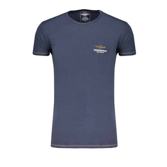 T-Shirt by Aeronautica Militare for men in organic stretch cotton & viscose blue features an on trend silhouette, perfectly showcasing a on trend short-sleeve and crew neckline for an elevated aesthetic.