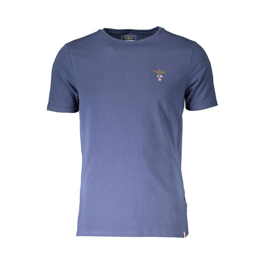 Activewear T-Shirt by Aeronautica Militare for men in stretch cotton blue features a versatile silhouette, showcasing a versatile crew neckline and detailed with high-performance for a premium look.
