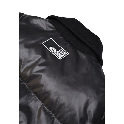 Windbreaker Jacket by Love Moschino for women in polyester black features an perennial silhouette with a refined and perennial insulated & windproof for a sophisticated weather-resistant look.