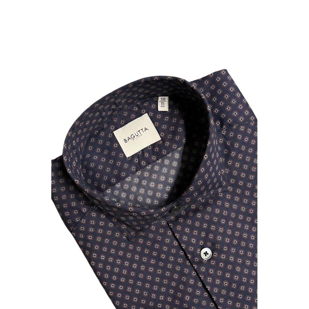 Bagutta Blue Cotton Shirt