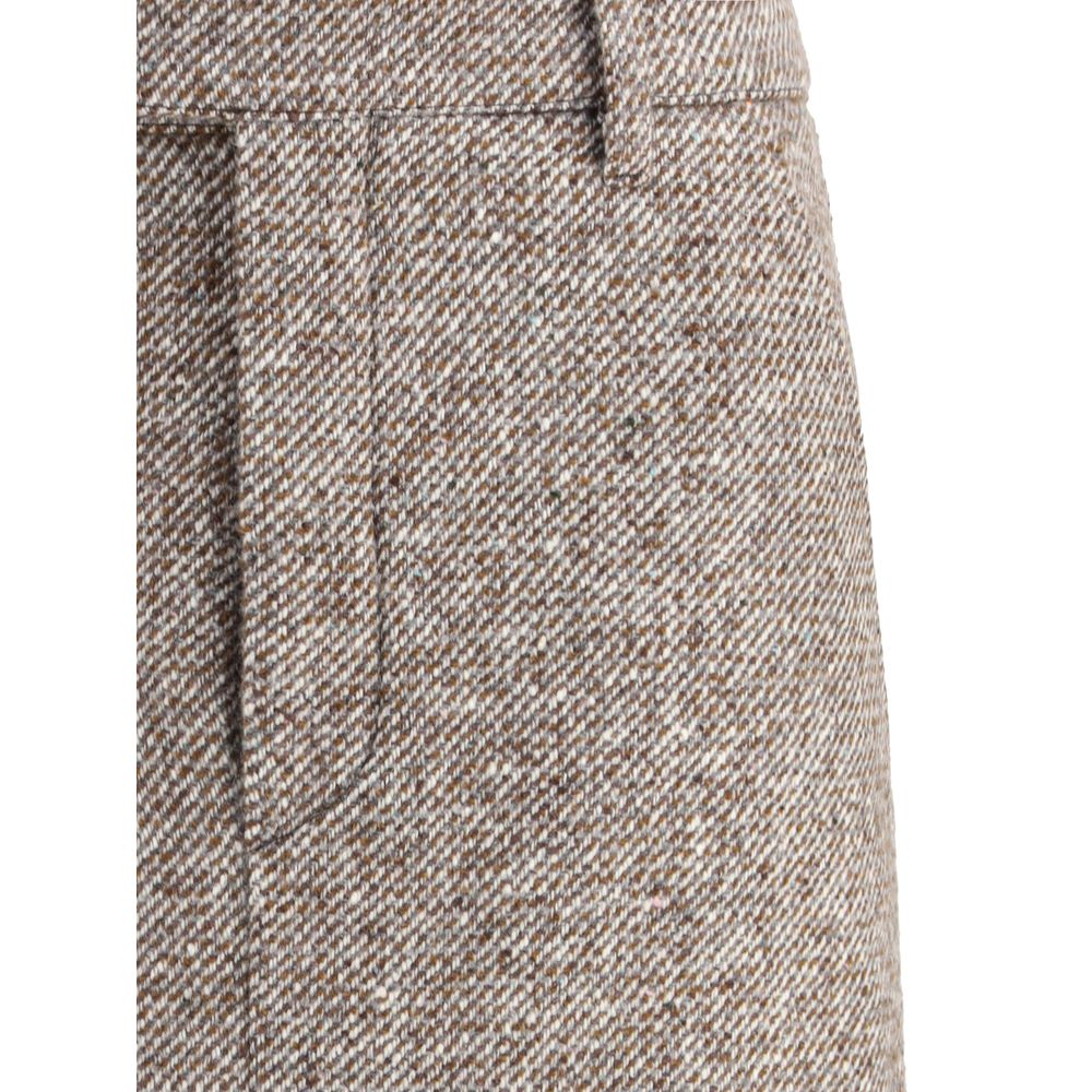 Brunello Cucinelli Brown Fleece Wool Long Skirt