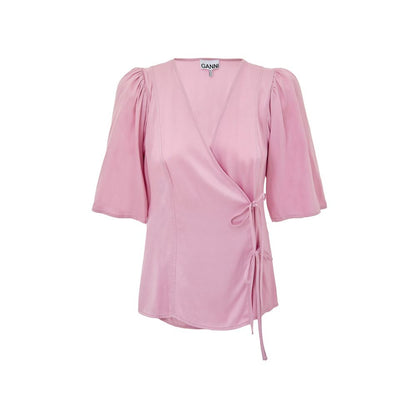 Ganni Pink Satin Tank Tops