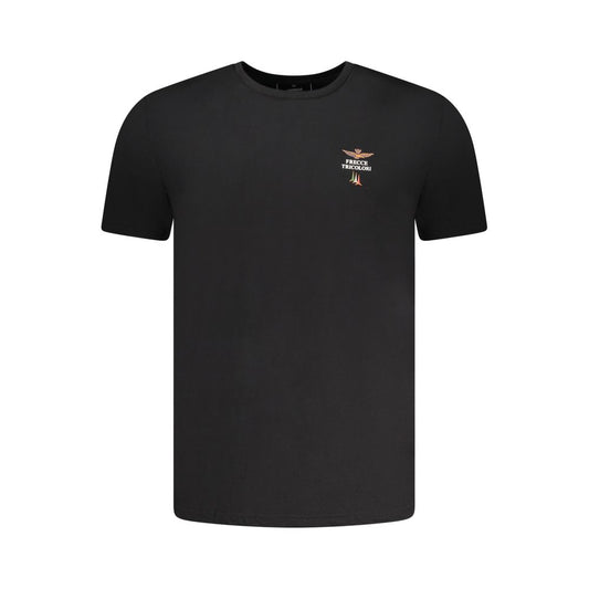 Activewear T-Shirt by Aeronautica Militare for men in stretch cotton black & print features an ergonomic design with , highlighting a ergonomic length and ergonomic crew neckline for a high-performance look.