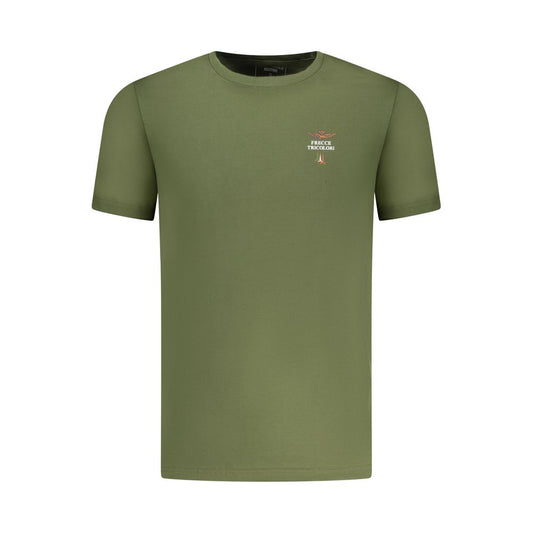 Activewear T-Shirt by Aeronautica Militare for men in stretch cotton green & print features an contemporary design with , a short-sleeve length, and a contemporary crew neckline.