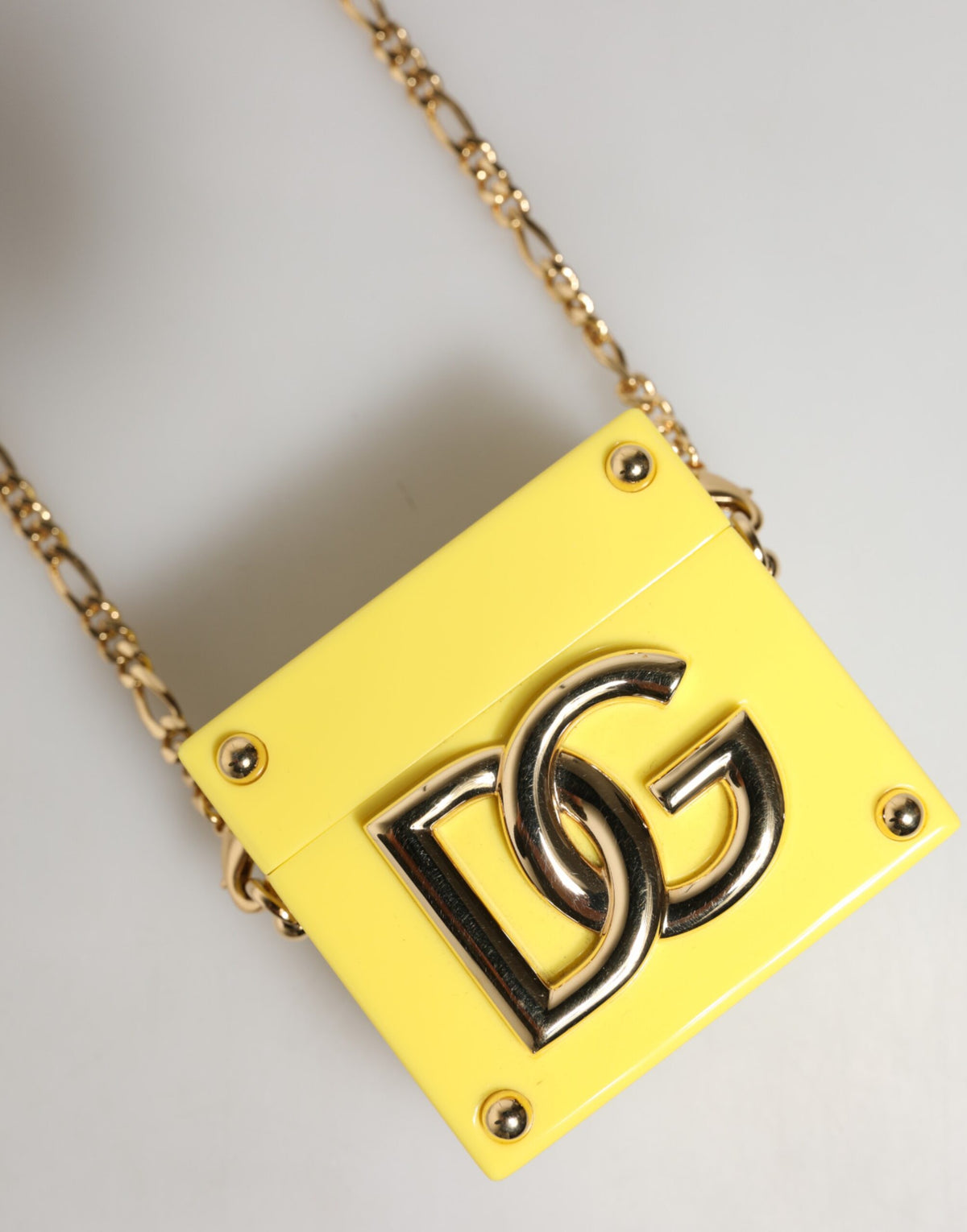 Dolce & Gabbana Calf Leather Polycarbonate & Poly Methyl Methacrylate Earbuds Carrying Case - Gold Yellow