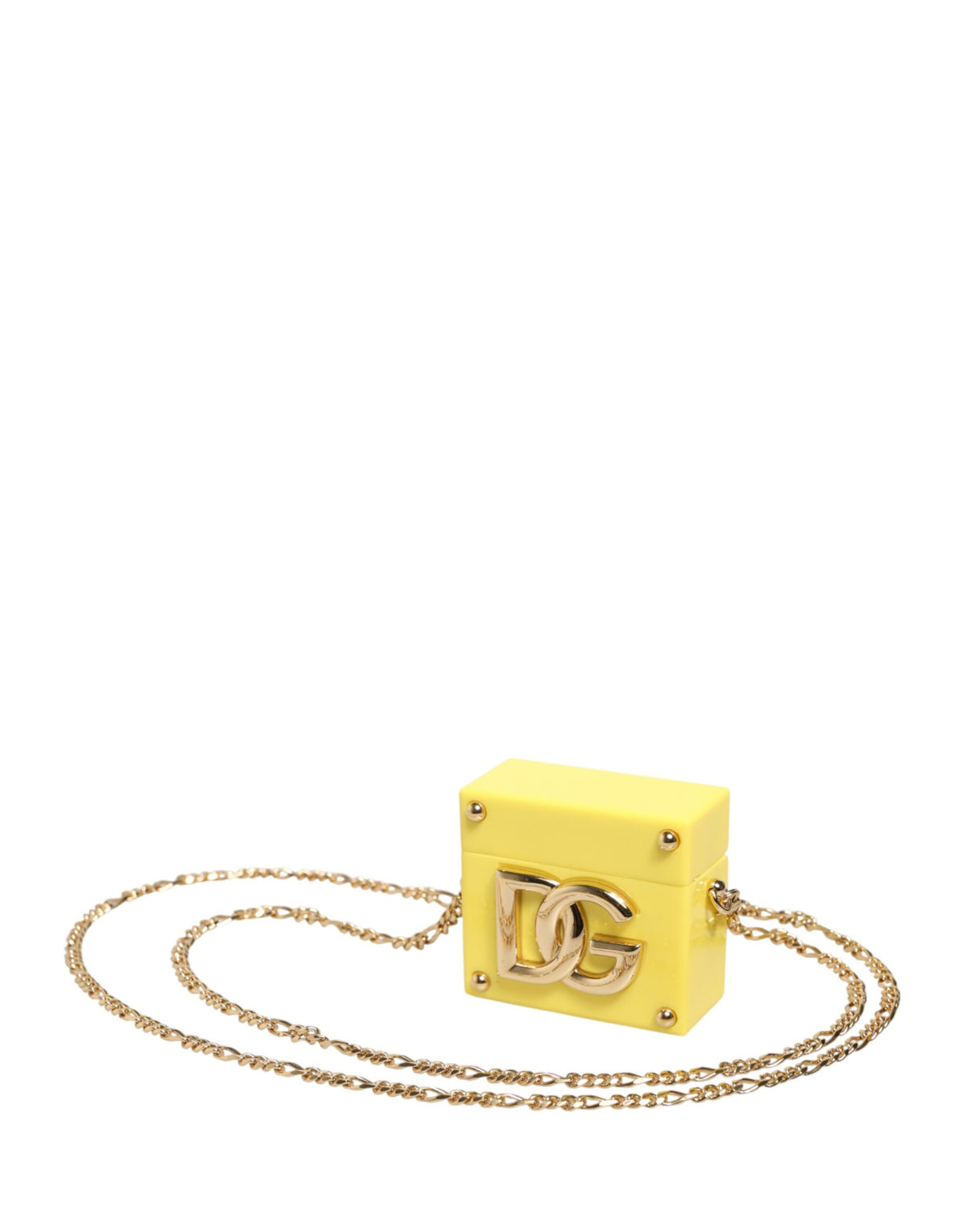 Dolce & Gabbana Calf Leather Polycarbonate & Poly Methyl Methacrylate Earbuds Carrying Case - Gold Yellow