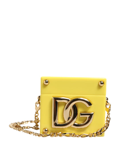 Dolce & Gabbana Calf Leather Polycarbonate & Poly Methyl Methacrylate Earbuds Carrying Case - Gold Yellow