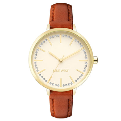 Nine West Brown Leather Dress Watch