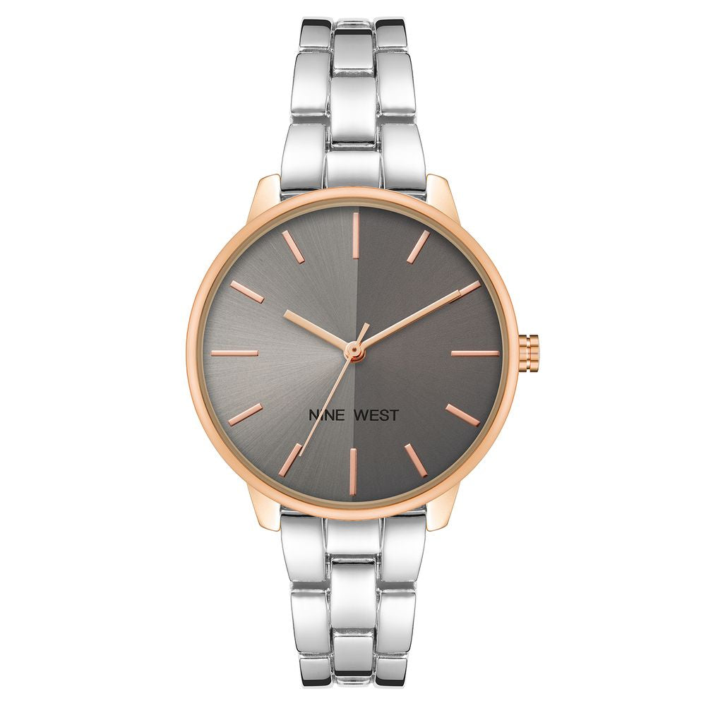 Nine West Gray Metal Dress Watch