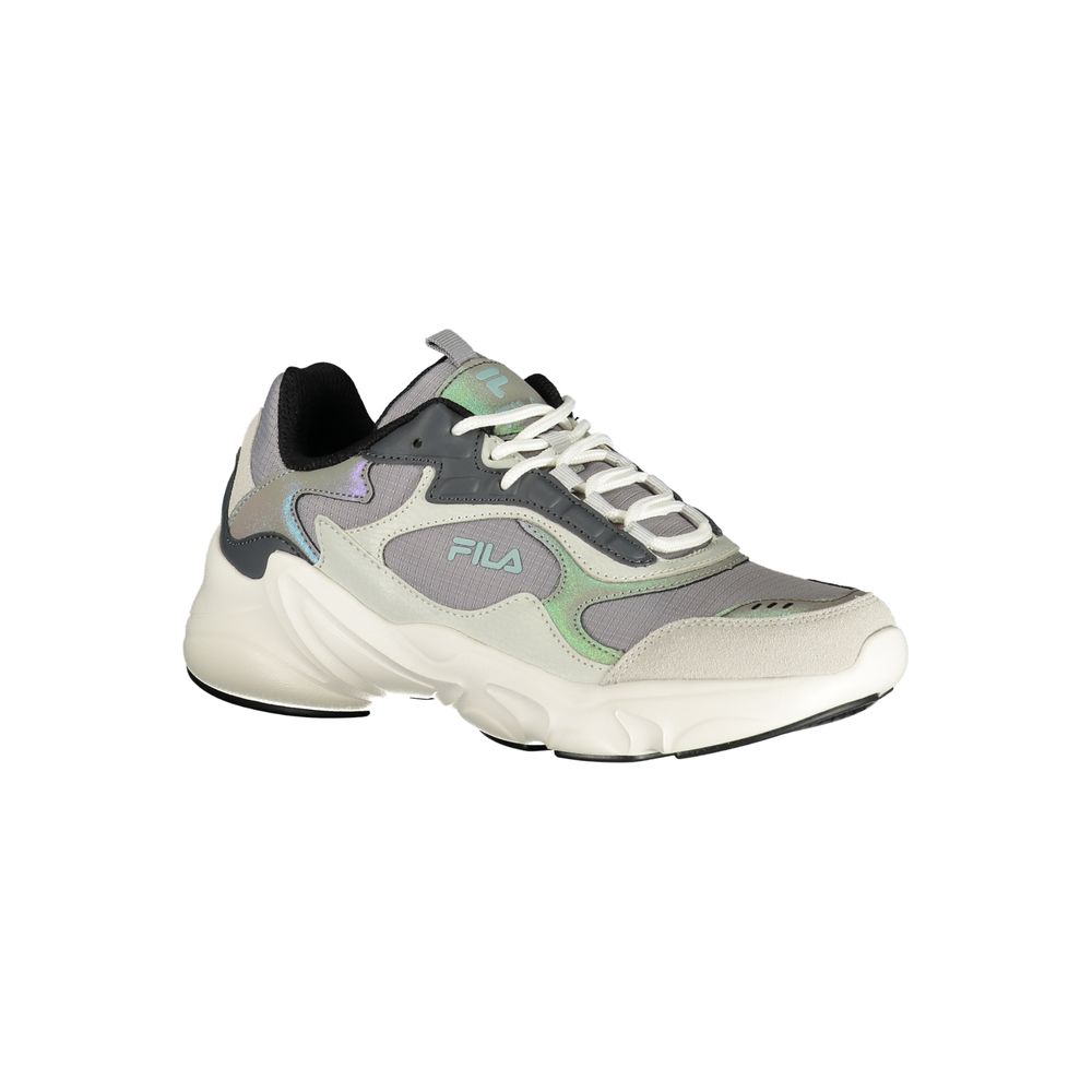 Athletic Sneakers by Fila for women in polyester & polyethylene gray & violet showcases an impeccable silhouette, defined by an impeccable athletic style design that perfectly captures the essence of the Women's Athletic Polyester & Polyethylene Sneakers.