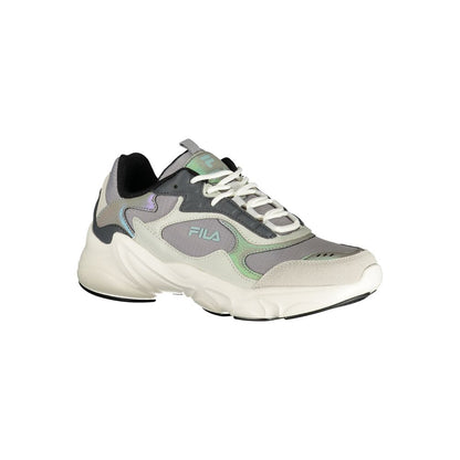 Athletic Sneakers by Fila for women in polyester & polyethylene gray & violet showcases an impeccable silhouette, defined by an impeccable athletic style design that perfectly captures the essence of the Women's Athletic Polyester & Polyethylene Sneakers.