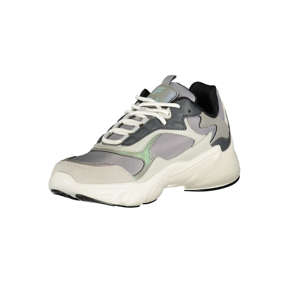 Athletic Sneakers by Fila for women in polyester & polyethylene gray & violet features an stately silhouette, showcasing the signature athletic style of the Women's Athletic Polyester & Polyethylene Sneakers collection with a truly stately finish.
