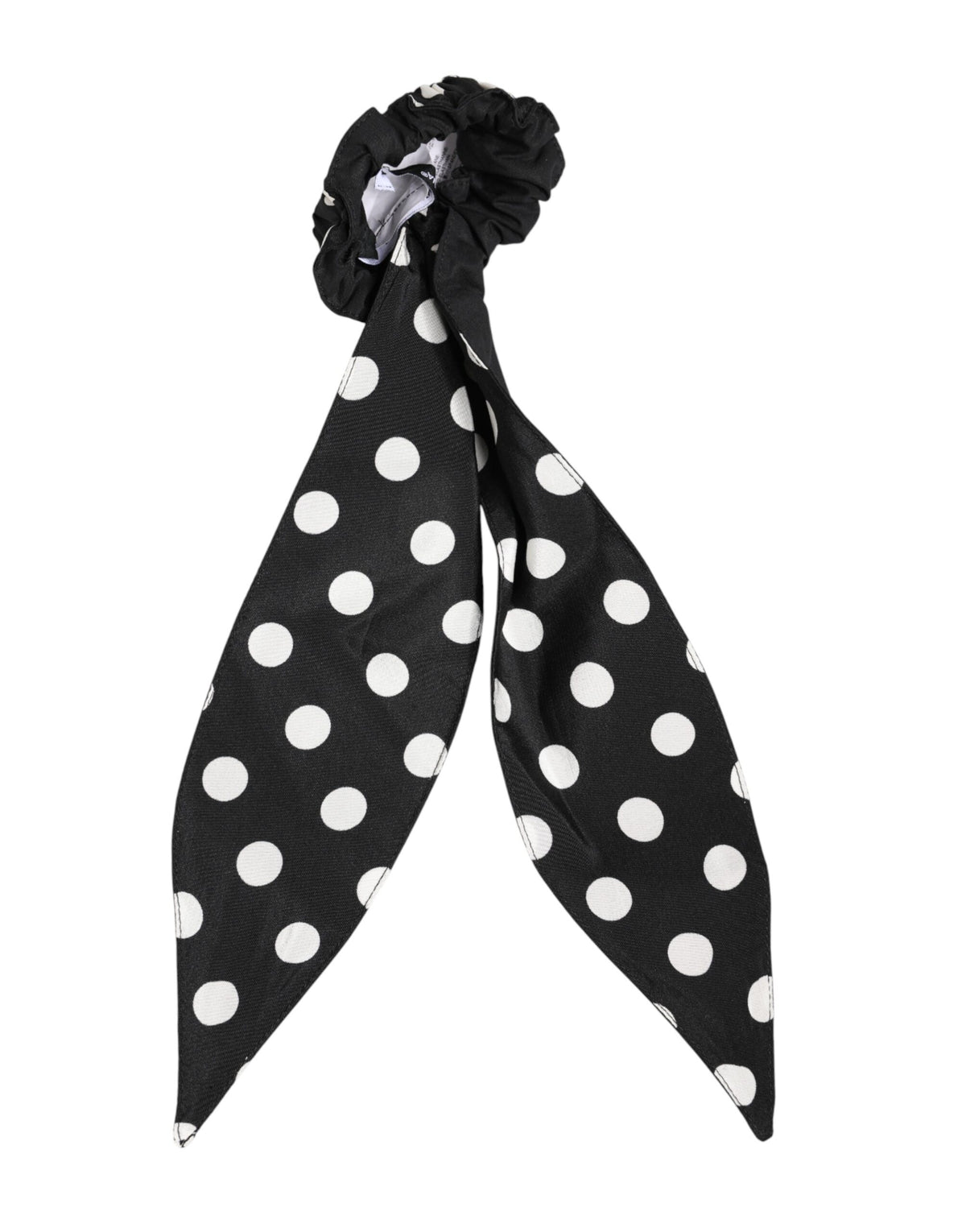 Dolce & Gabbana Stretch Polyamide Cotton Ponytail Holder - Black White Dots