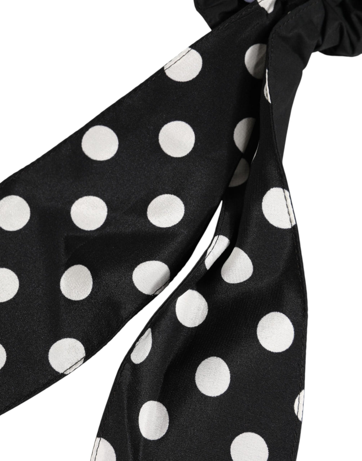 Dolce & Gabbana Stretch Polyamide Cotton Ponytail Holder - Black White Dots