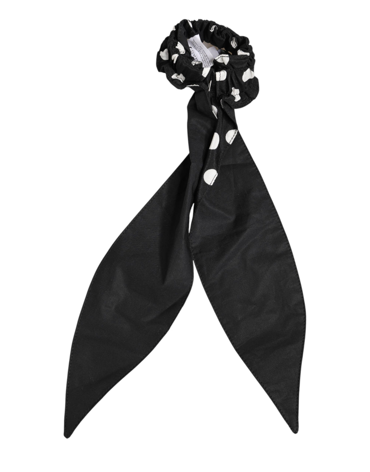 Dolce & Gabbana Stretch Polyamide Cotton Ponytail Holder - Black White Dots