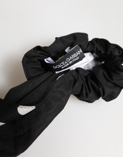 Dolce & Gabbana Stretch Polyamide Cotton Ponytail Holder - Black White Dots